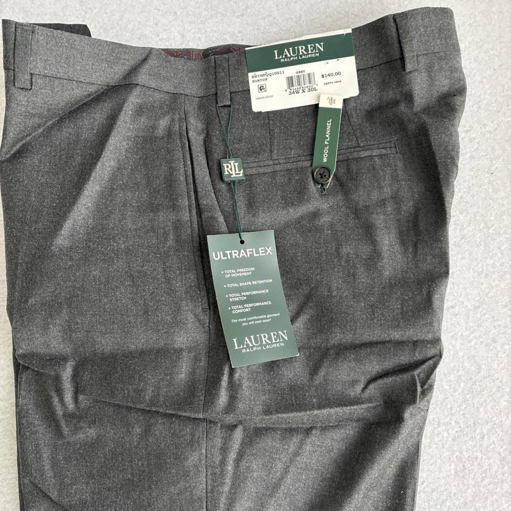 Lauren Ralph Lauren Classic Ultraflex Norton Dress Pants Mens 34x30 Grey Office